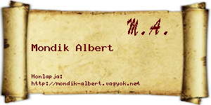 Mondik Albert névjegykártya